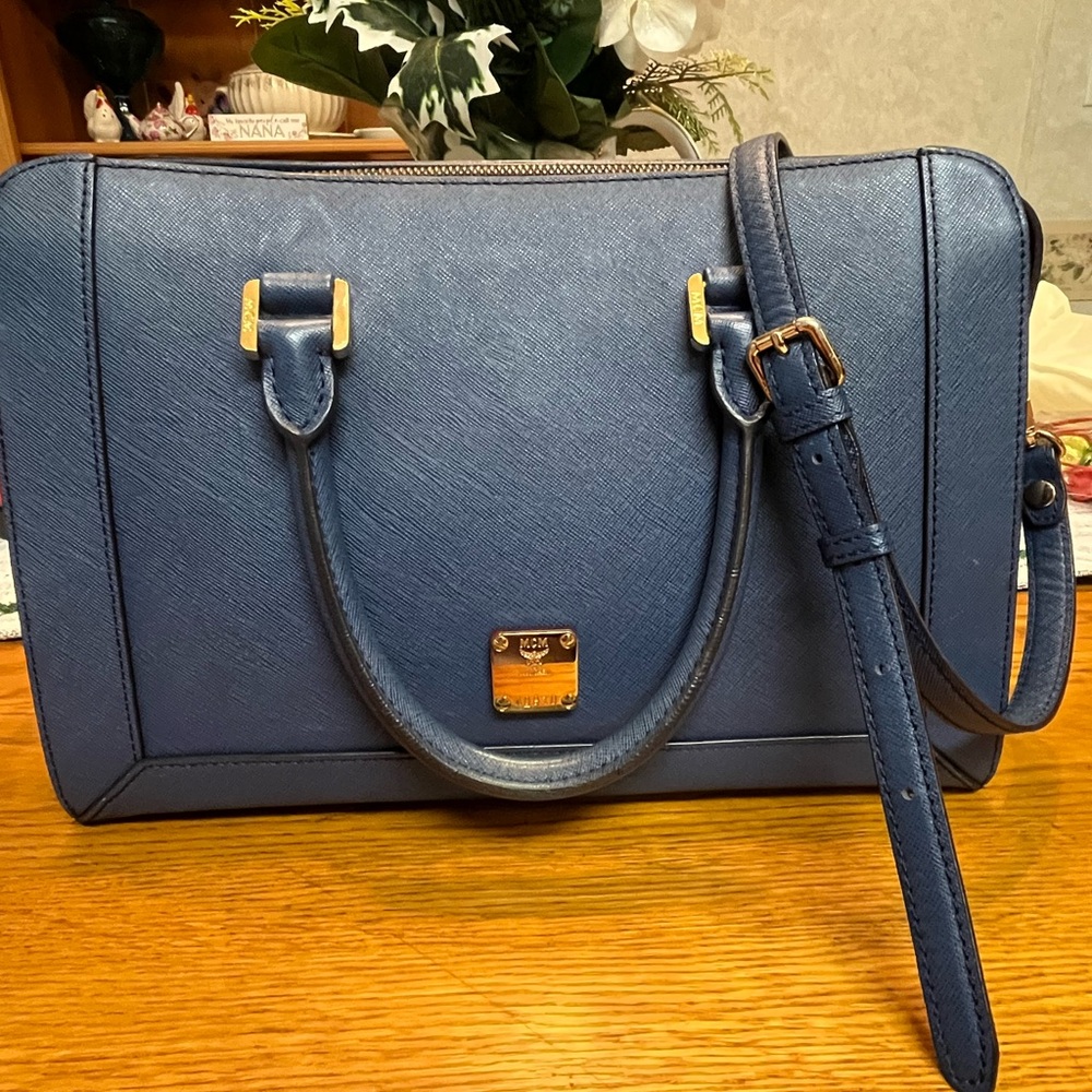 MCM Blue‎ Saffiano Leather 2 Way Bag